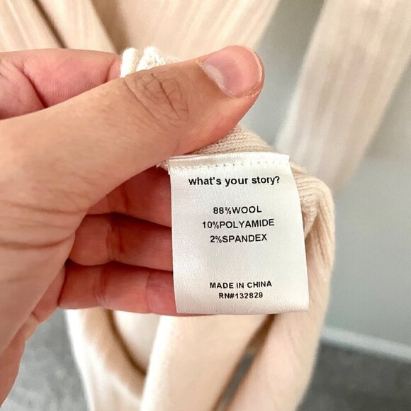 Weekend Stories Keane Ivory Knit Fitted Wool Blend Long Sleeve Dress Size M - Picture 6 of 10